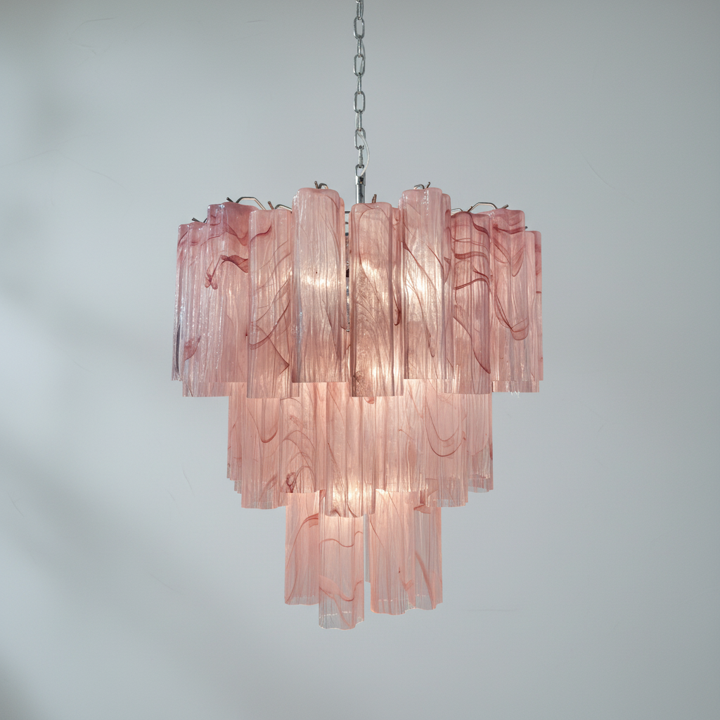 Murano Chandelier – 48 tubes – Alabaster Pink