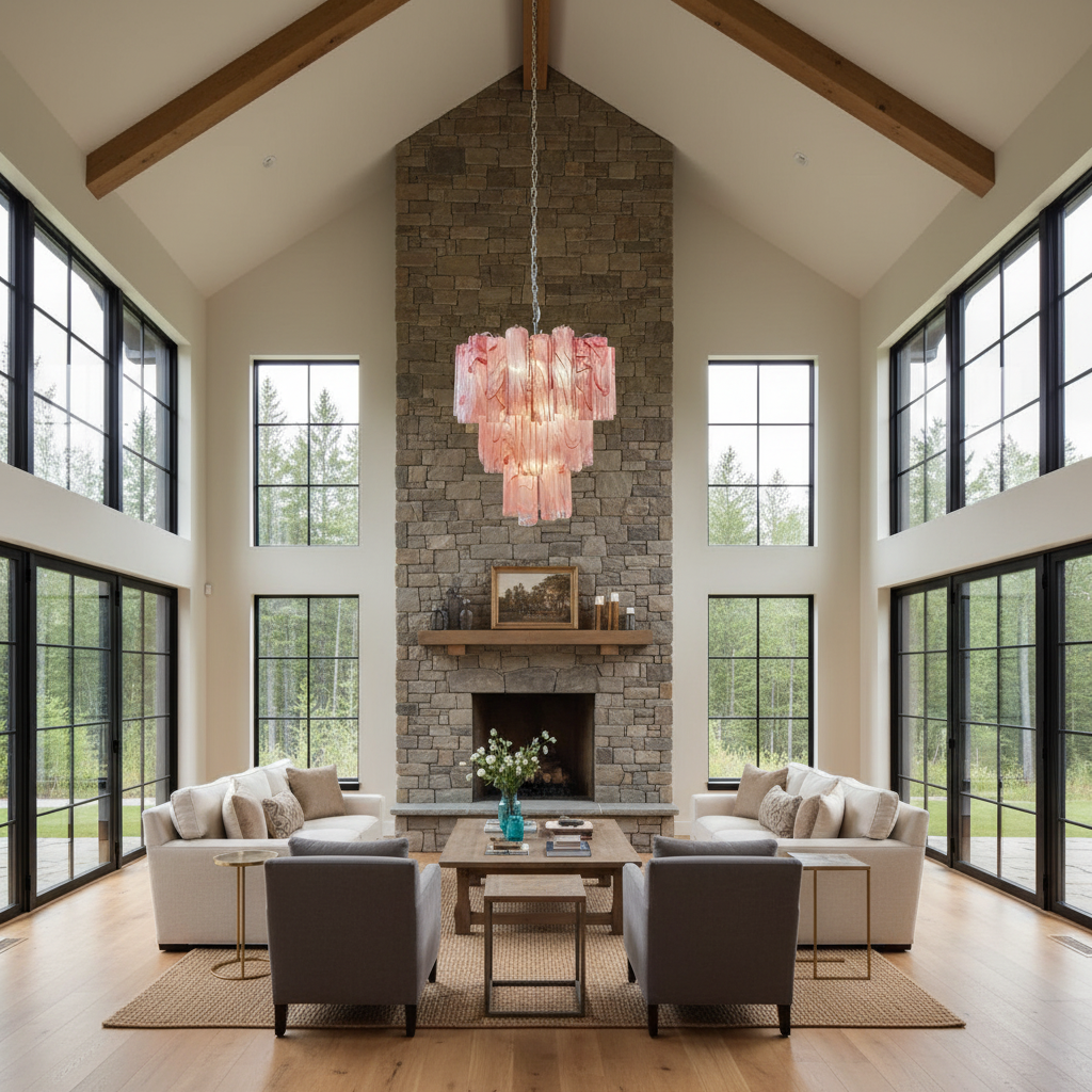 Murano Chandelier – 48 tubes – Alabaster Pink