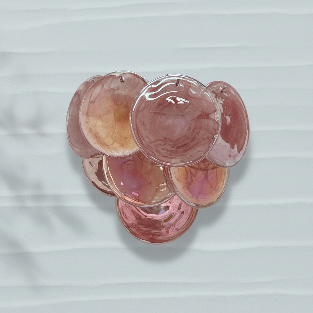 Pink Vintage Murelli Glass Wall Lamp