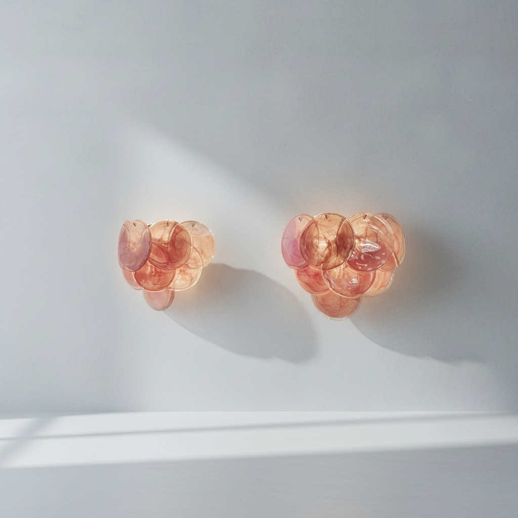 Pink Vintage Murelli Glass Wall Lamp