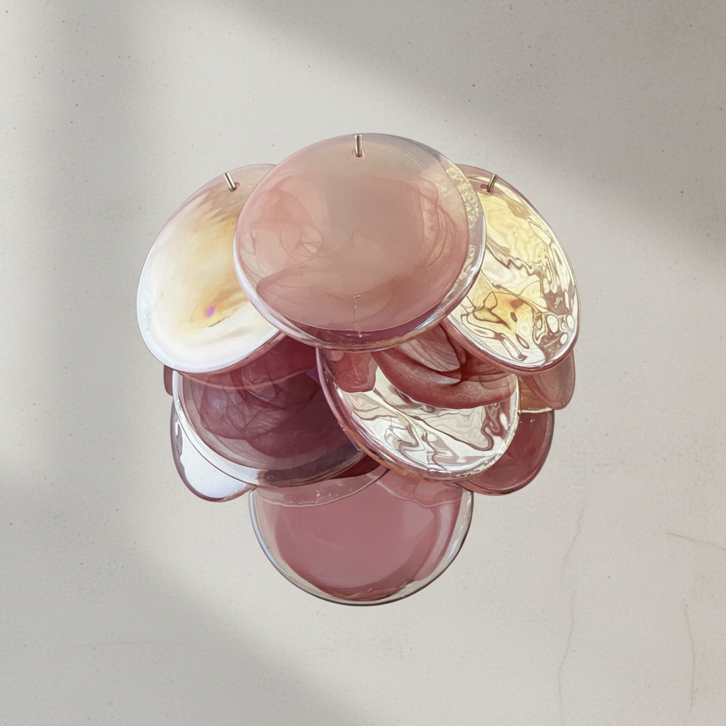 Pink Vintage Murelli Glass Wall Lamp