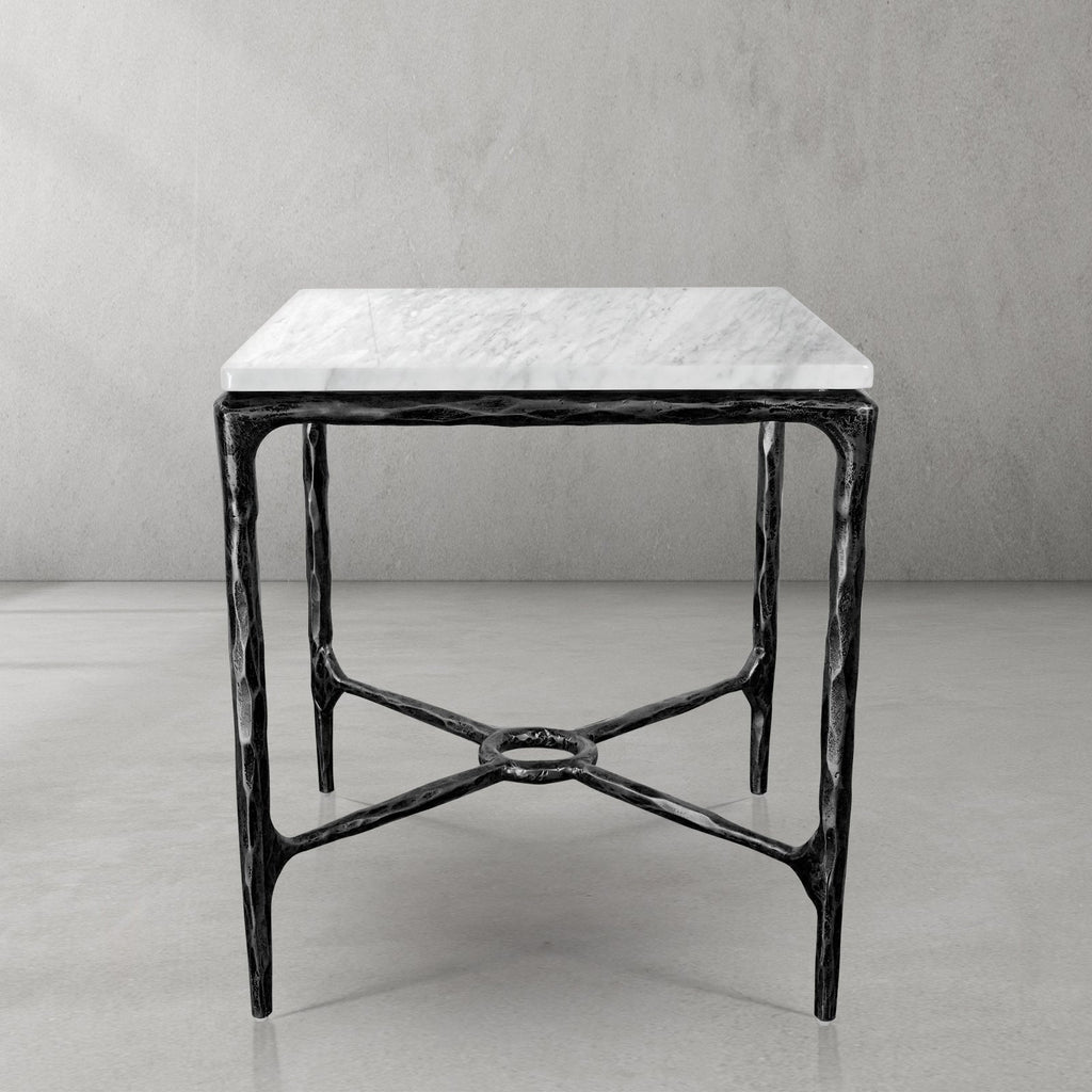 Thaddeus Mabrble Square Side Table 18" 22"