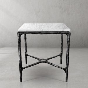 Thaddeus Mabrble Square Side Table 18" 22"