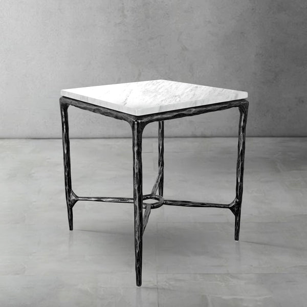 Thaddeus Mabrble Square Side Table 18" 22"