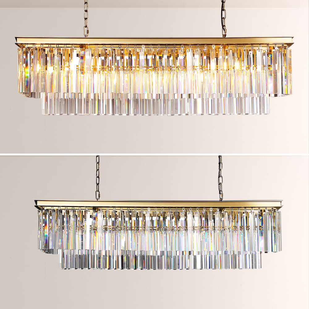 1920s Olion Rectangular Chandelier 49"