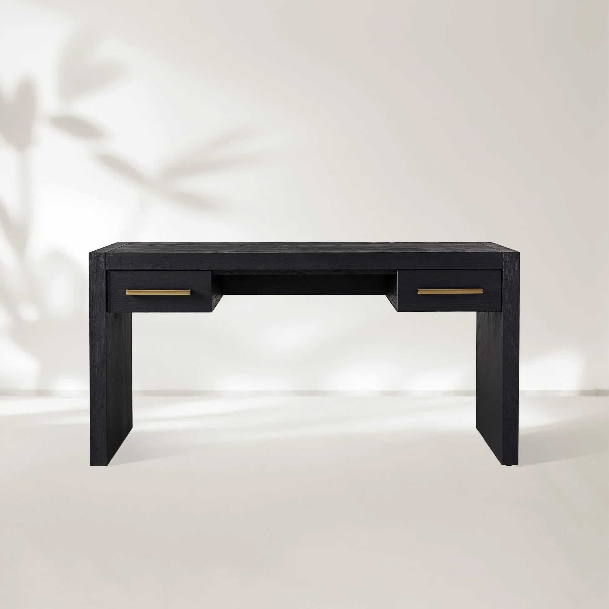 Bodhi Writing Desk Handcrafted From Solid White Oak With Brass Drawer Pulls
