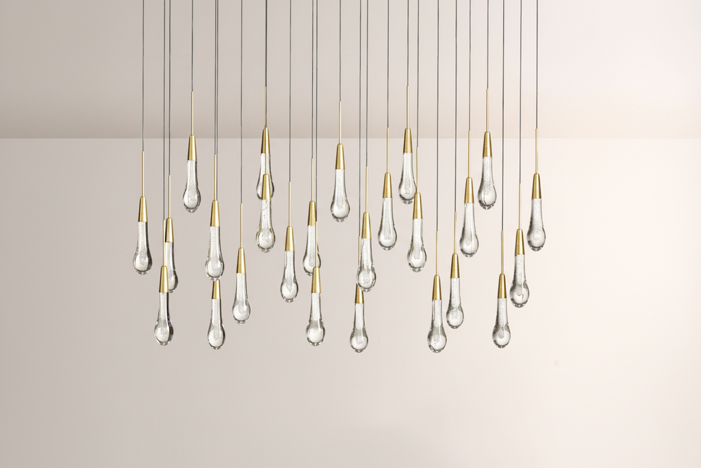Raindrop Glass Solitaire Linear Chandelier -kimoylights