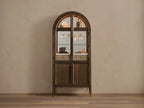 Hattie Bar Cabinet Solid Oak Wood Rectangular Vintage Inspired Dining