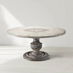 Florence Round Solid Wood Dining Table with Hand Painted Details
