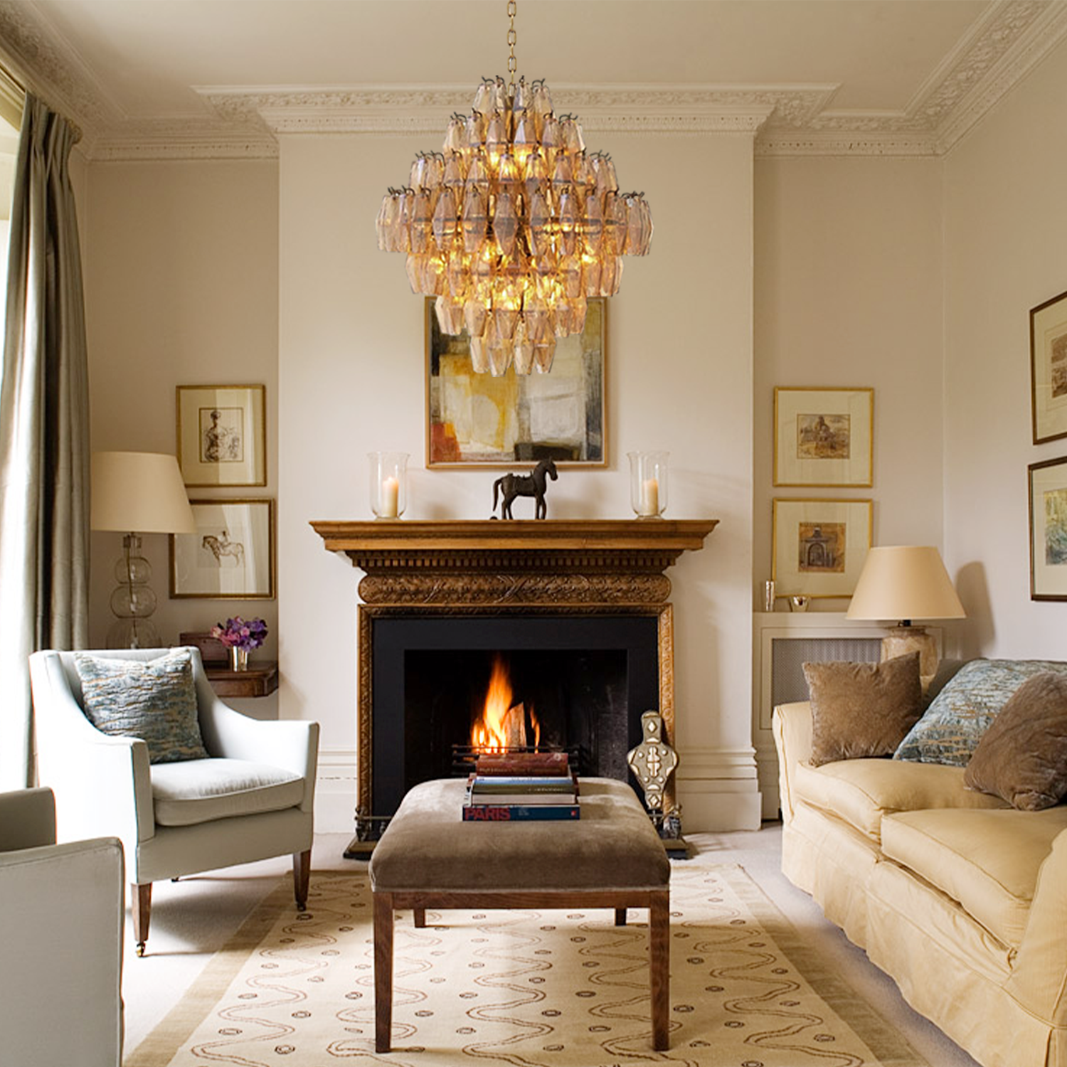 Merry Smoke Glass Large Chandelier