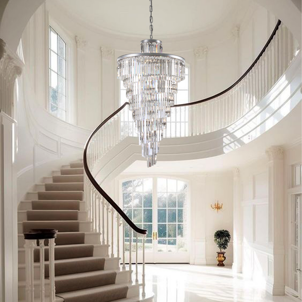 1920s Olion Multi-Tiered/ Layered Crystal Rod Chandelier