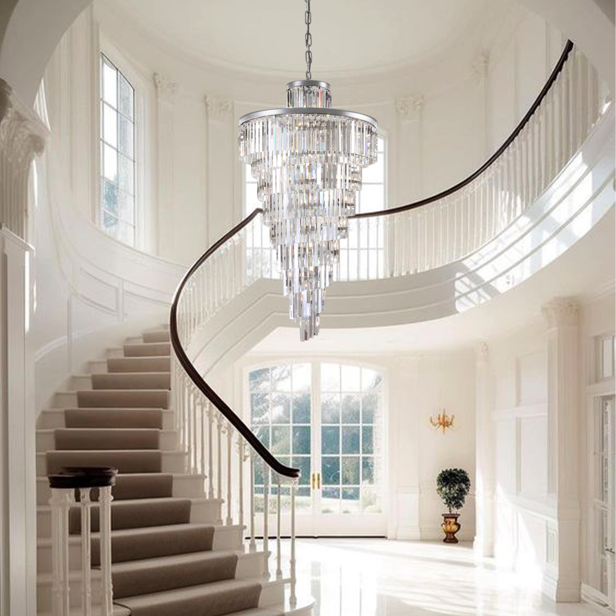 1920s Olion Multi-Tiered/ Layered Crystal Rod Chandelier