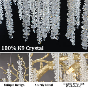 Snow Tree Branch Gold/Silver Chandelier 47''