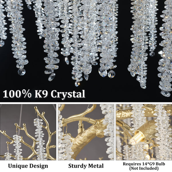 Snow Tree Branch Gold/Silver Chandelier 47''