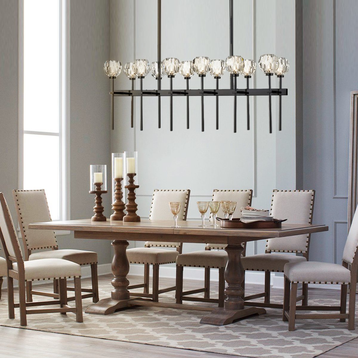 Kelly Clear Glass Linear Chandelier