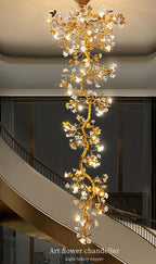Art Flower Staircase Long Branch Chandelier - kimoylights
