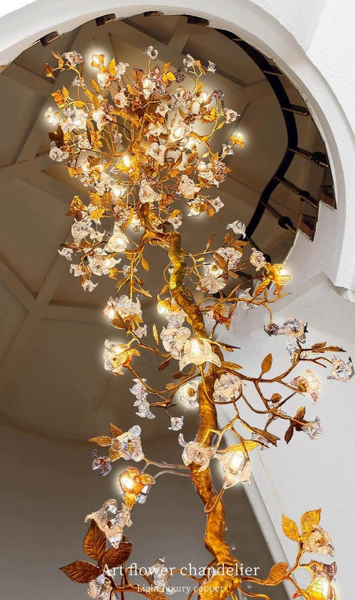 Art Flower Staircase Long Branch Chandelier - kimoylights