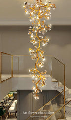 Art Flower Staircase Long Branch Chandelier - kimoylights