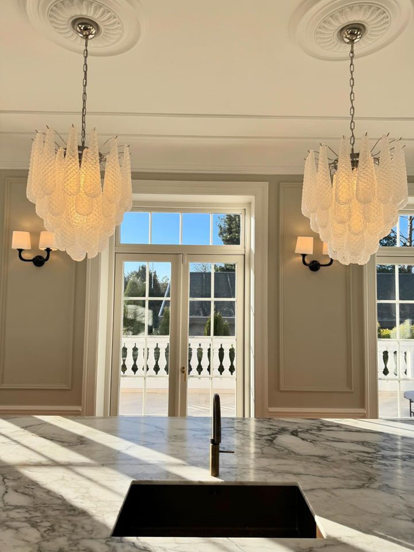 Murano Chandelier 41 Drops Transparent