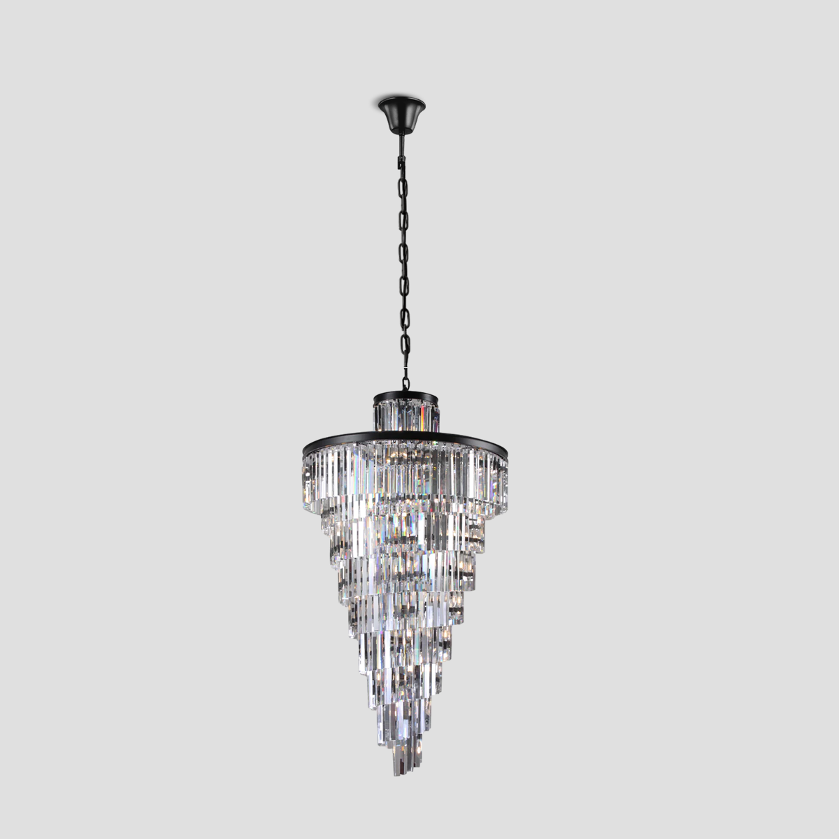 1920s Olion Multi-Tiered/ Layered Crystal Rod Chandelier