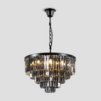 1920s Olion Multi-Tier Clear/Smoke Crystal Round Chandelier