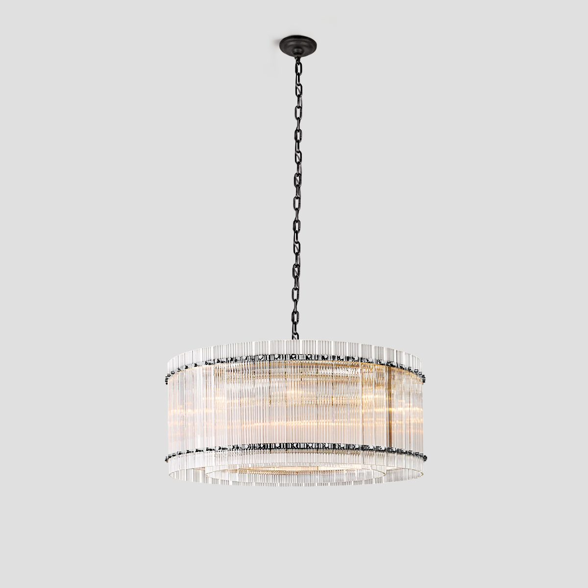 Mara Round Ribbed Glass Chandelier
