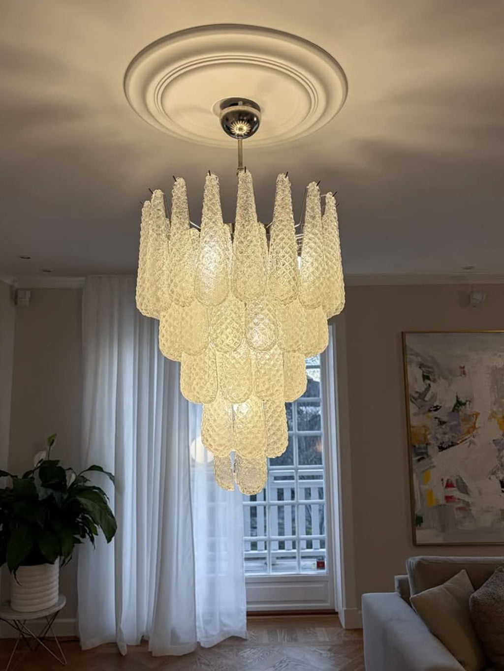 Murano Chandelier 52 Drops Transparent