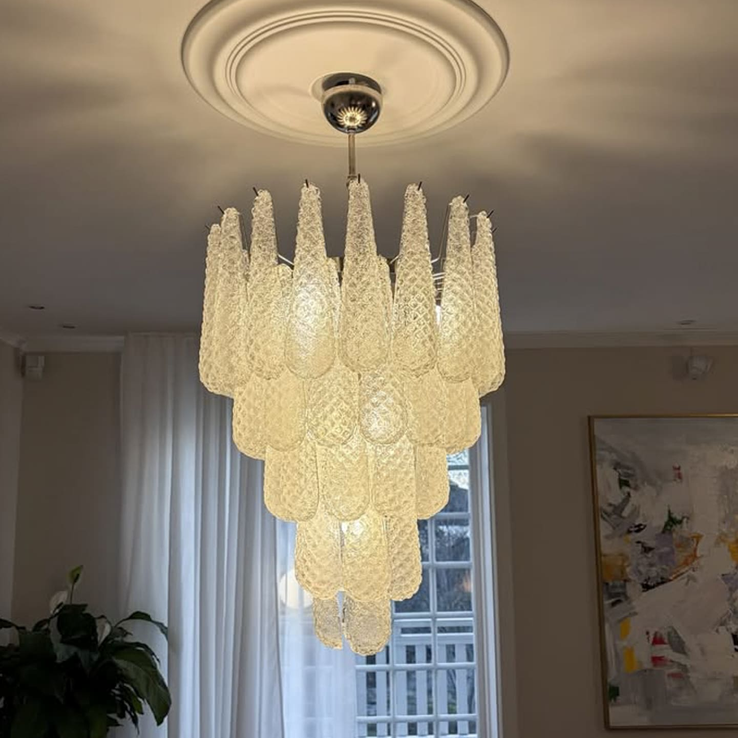 Murano Chandelier 52 Drops Transparent