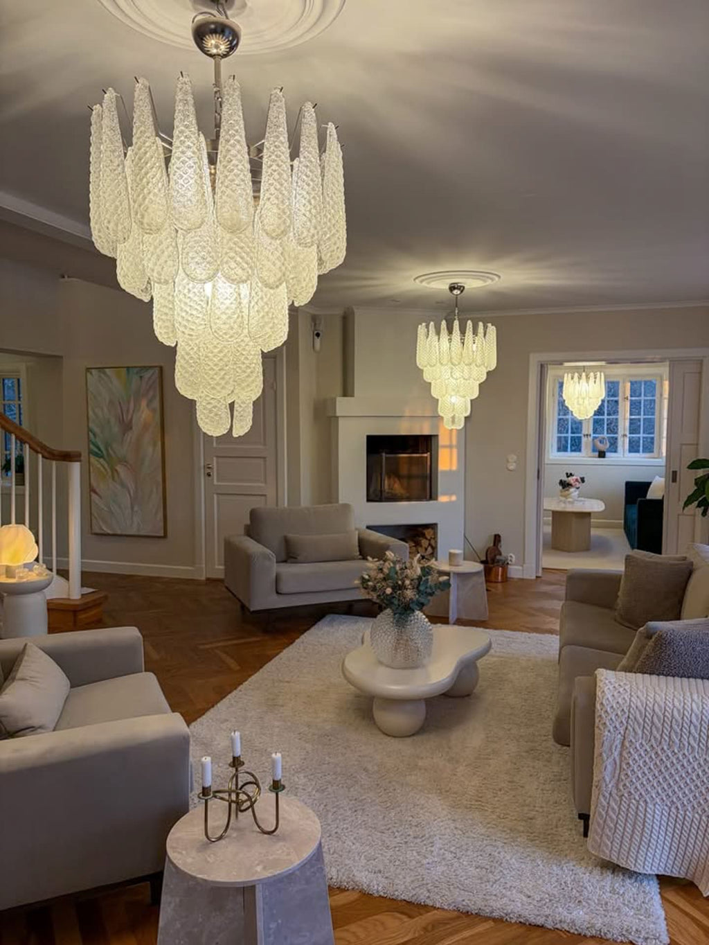 Murano Chandelier 52 Drops Transparent