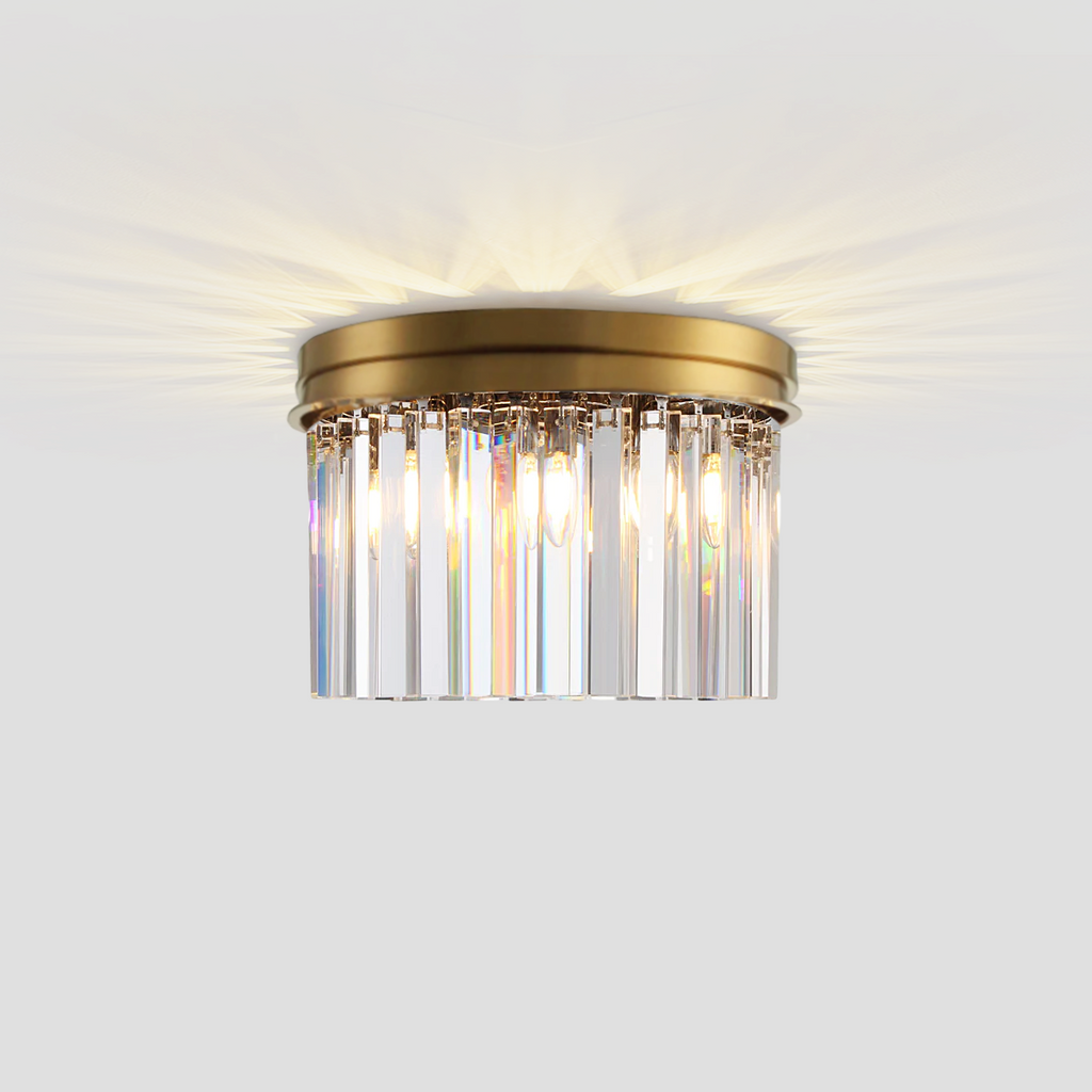 1920s Olion 1-Tier Crystal Round Flushmount