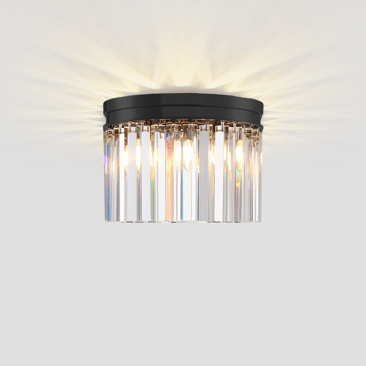 1920s Olion 1-Tier Crystal Round Flushmount