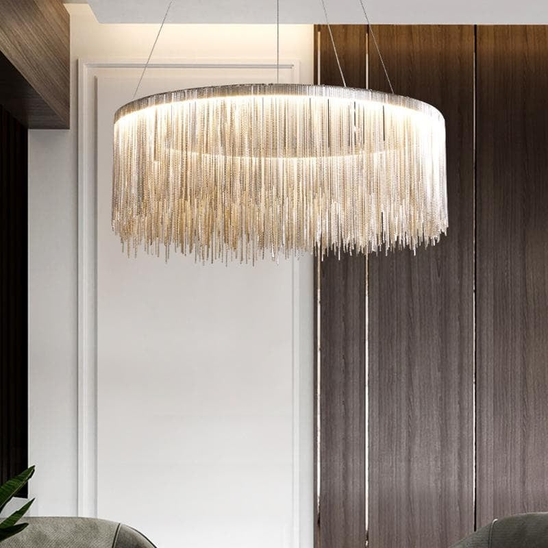 Alisa Luxury Round Chain Tassel Chandelier - kimoylights