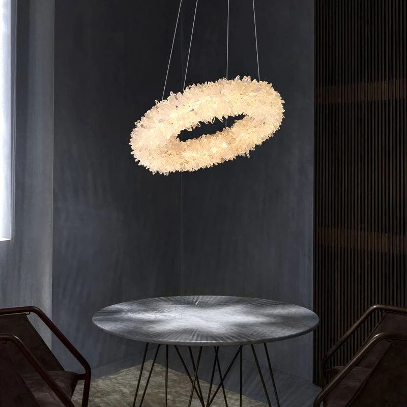 Rock Crystal Round Modern Chandelier - kimoylights