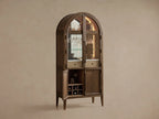 Hattie Bar Cabinet Solid Oak Wood Rectangular Vintage Inspired Dining