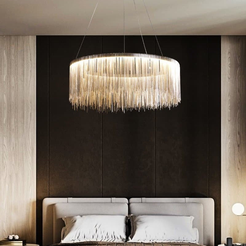 Alisa Luxury Round Chain Tassel Chandelier - kimoylights