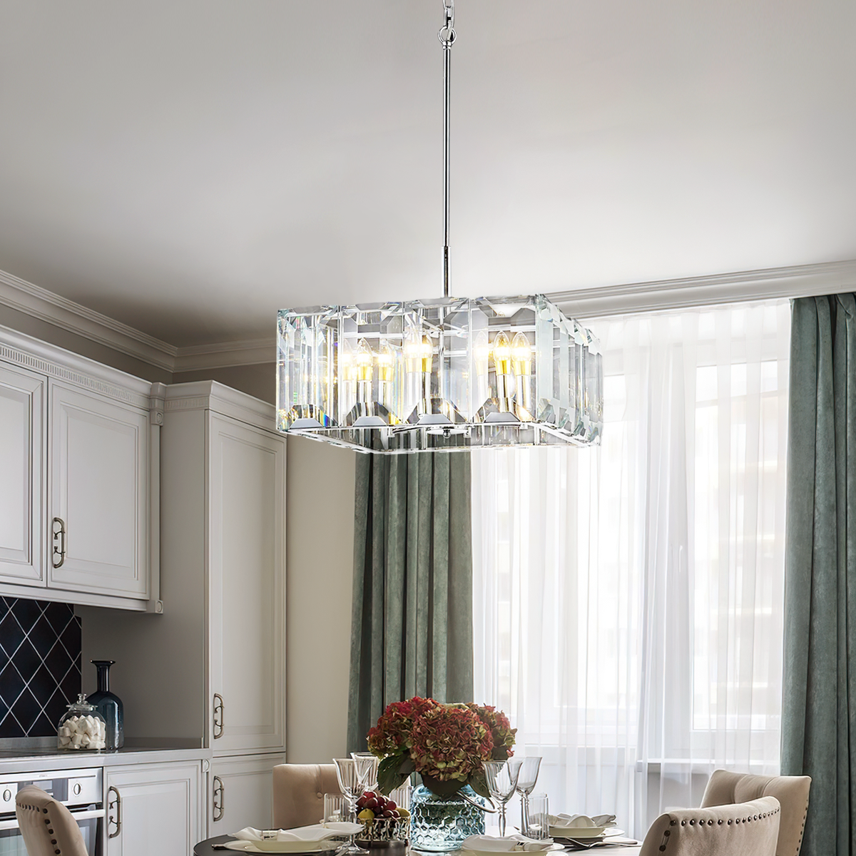 Kiko Crystal Square Chandelier 24"