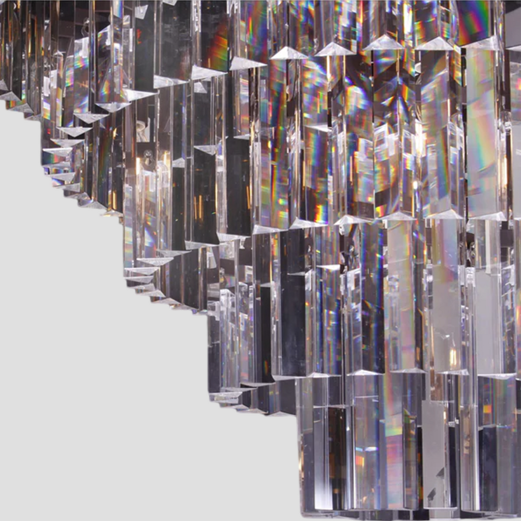 1920s Olion Multi-Tiered/ Layered Crystal Rod Chandelier