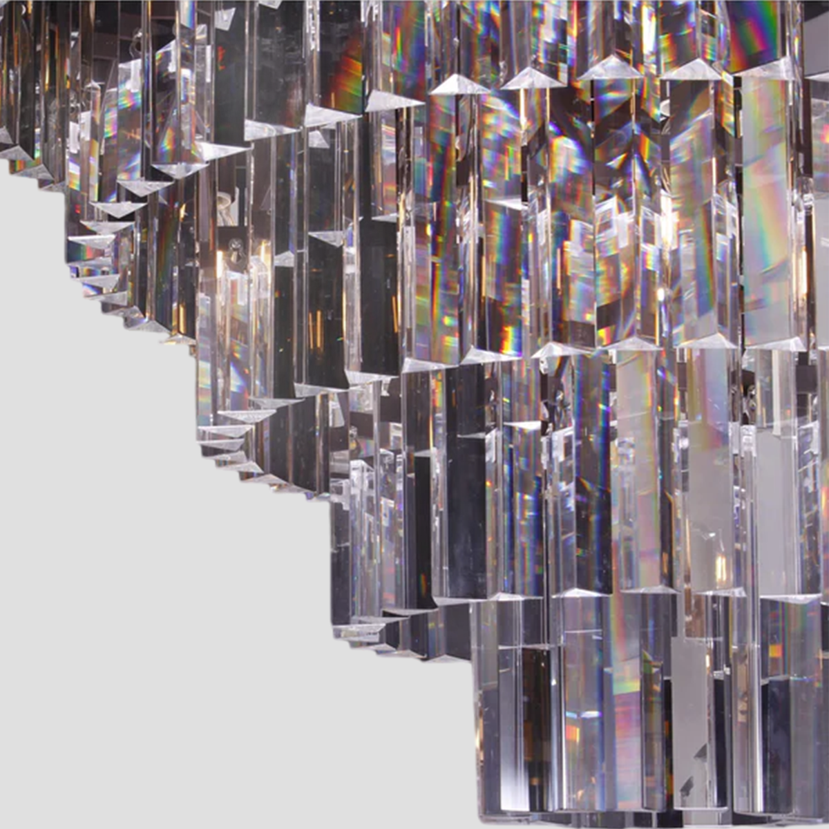 1920s Olion Multi-Tiered/ Layered Crystal Rod Chandelier
