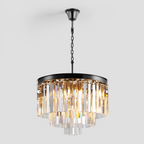 1920s Olion Multi-Tier Clear/Smoke Crystal Round Chandelier