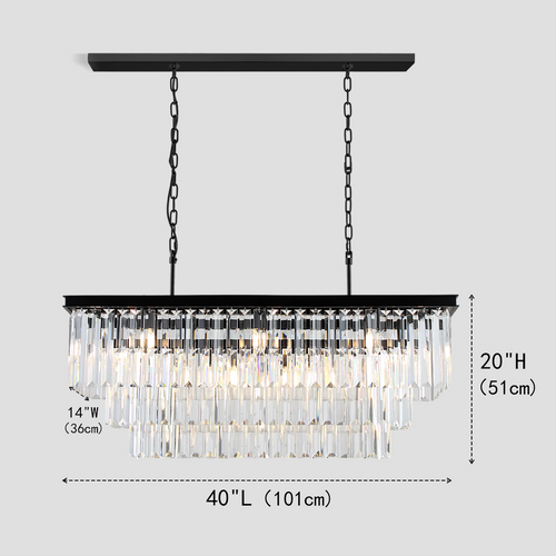 1920s Olion 3-Tier Crystal Rectangular Chandelier