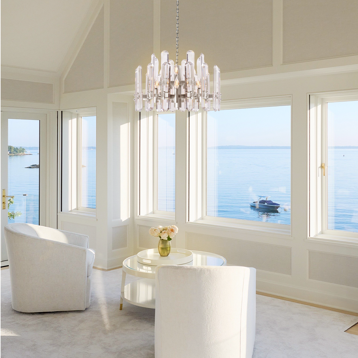 Brous Crystal Round Chandelier