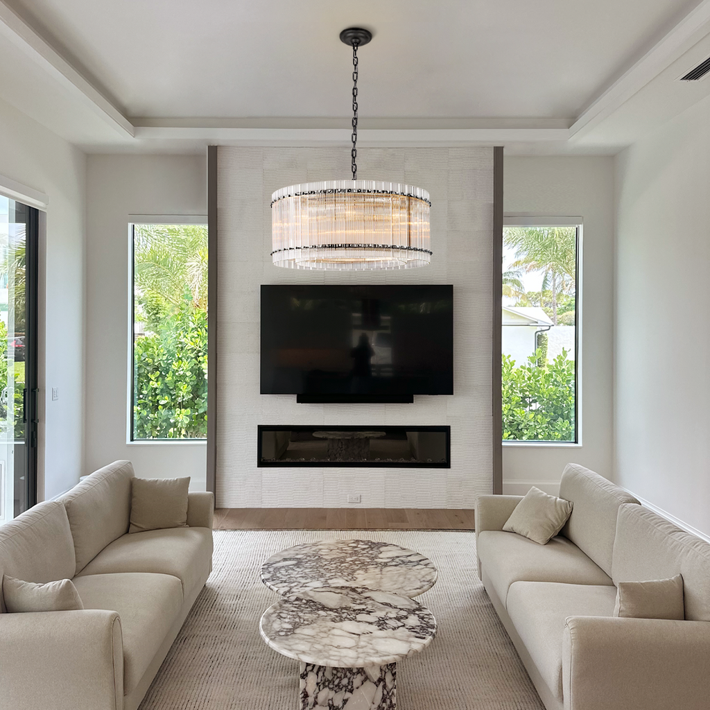 Mara Round Ribbed Glass Chandelier
