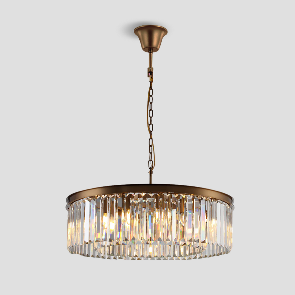 1920s Olion 1-Tier Crystal Round Chandelier