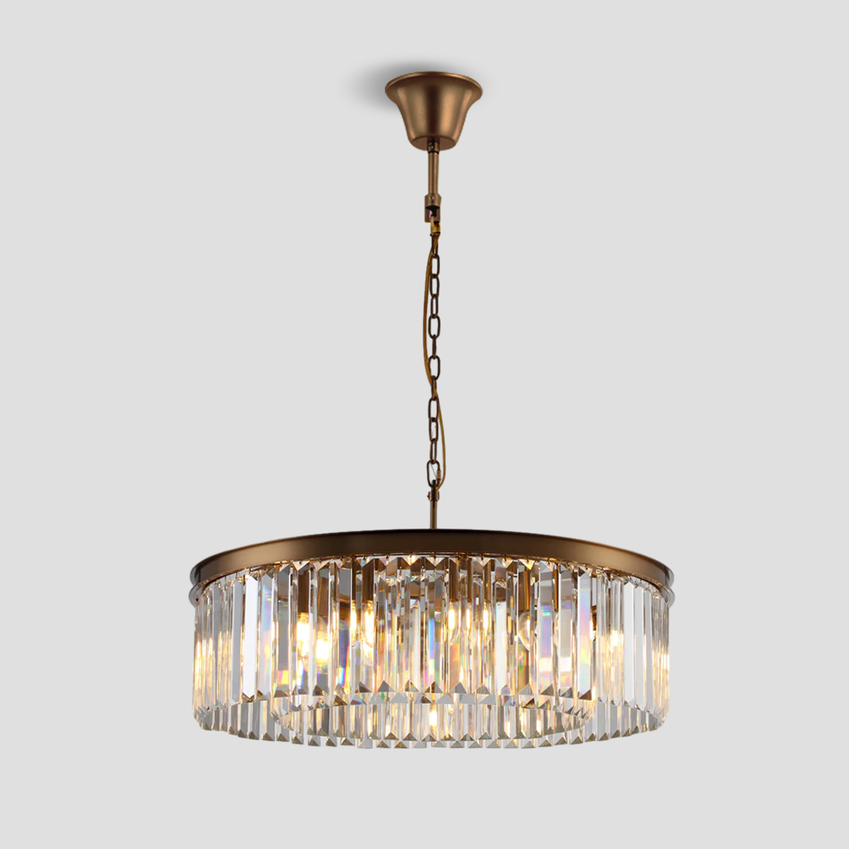 1920s Olion 1-Tier Crystal Round Chandelier