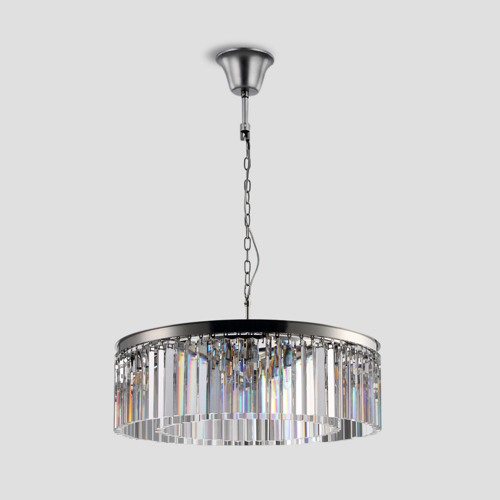 1920s Olion 1-Tier Crystal Round Chandelier
