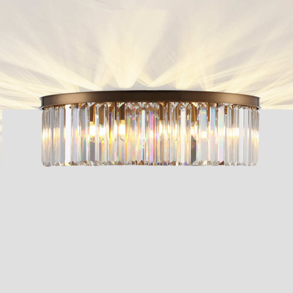 1920s Olion 1-Tier Crystal Round Flushmount