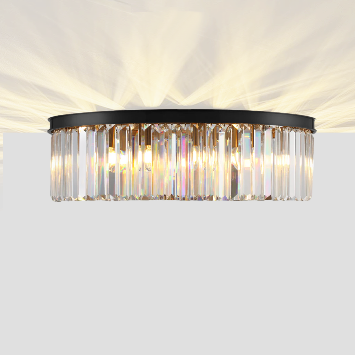 1920s Olion 1-Tier Crystal Round Flushmount