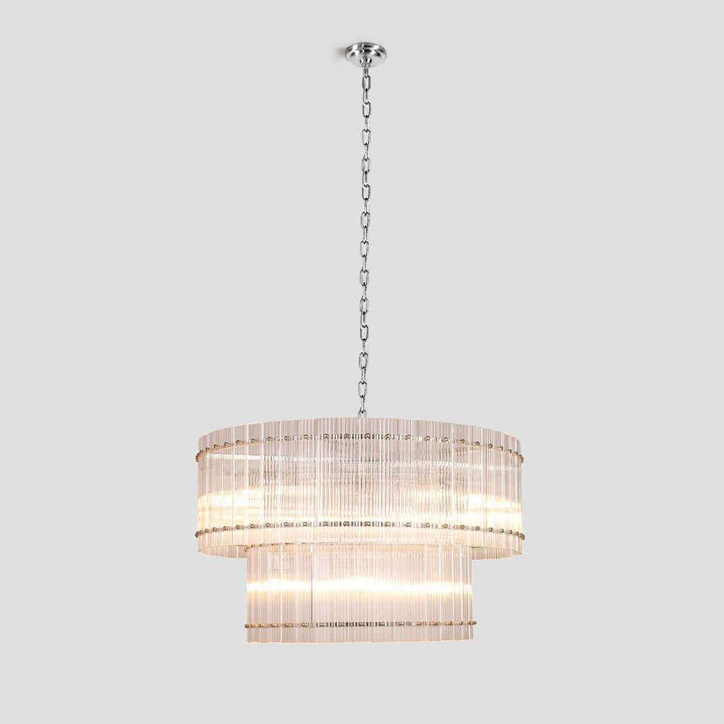 Mara Round Ribbed Glass Chandelier
