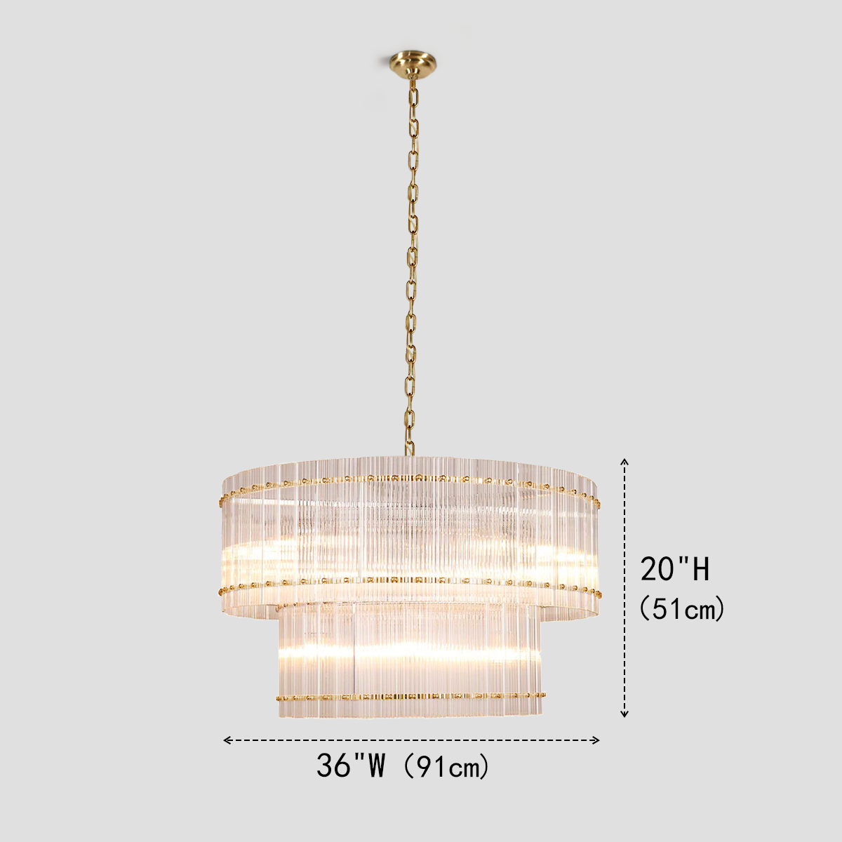 Mara Round Ribbed Glass Chandelier