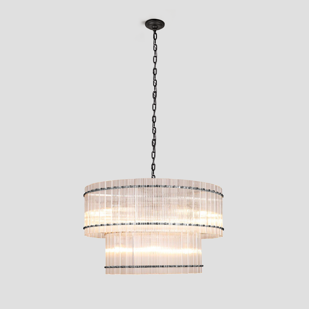 Mara Round Ribbed Glass Chandelier